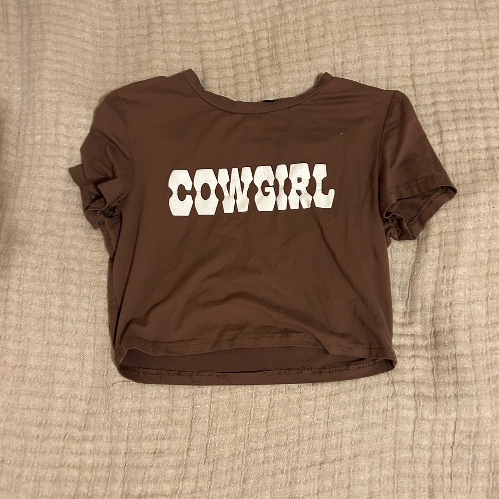 Brandy Melville brown cowgirl crop top size smal